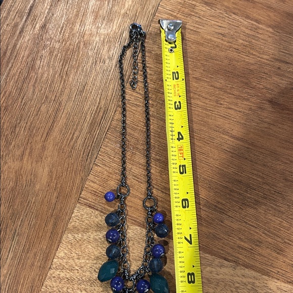 💙Cobalt Blue, Sapphire and bluish/teal Beaded Y Necklace Boho Evening Wear - Picture 4 of 5